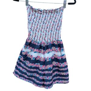 Vintage Delia's Floral Strapless Smocked Romper XS Pockets Y2K